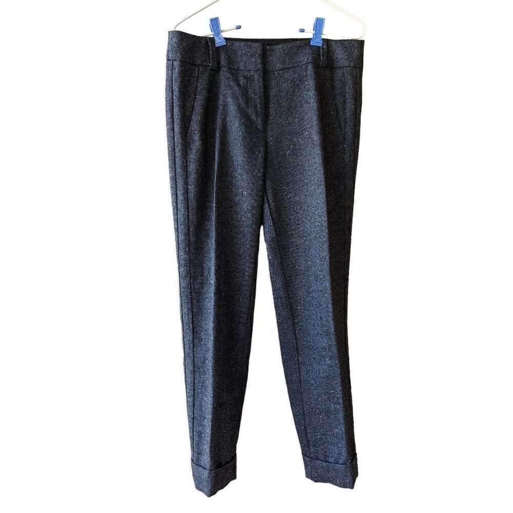 Ann Taylor LOFT Women's Blue Marisa Cut Tweed Lined Tapered Heavy Trouser Size 2